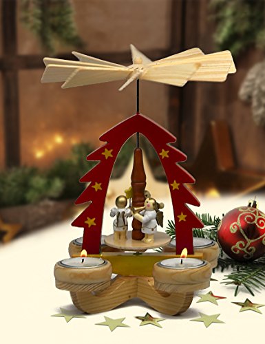 Holz-Weihnachtspyramide rot aus FSC® zertifiziertem Holz von My Home