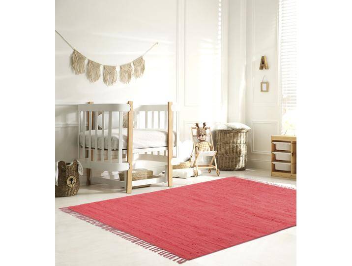 Kinderteppich MY HOME Insa Fleckerl , rot, B:160cm H:5mm L:230cm, Baumwolle, Teppiche, Uni Farben, pastell, handgewebt, pflegeleicht, waschbar, Kinderzimmer Kinderteppich MY HOME Insa Fleckerl , rot, B:160cm H:5mm L:230cm, Baumwolle, Teppiche, Uni Farben, pastell, handgewebt, pflegeleicht, waschbar, Kinderzimmer von My-Home