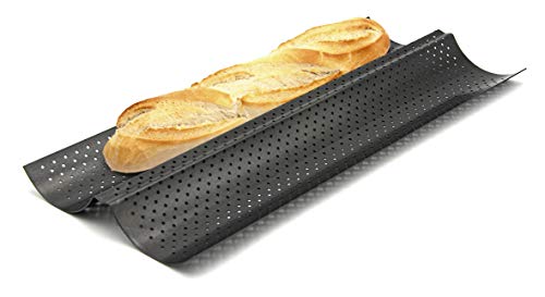 My Home 2er Baguette-Backblech für Baguette, Pizzastreifen oder Brötchen von My Home