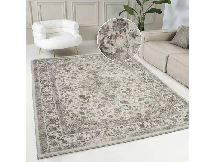 Teppich MY HOME Omar, Druckteppich, orientalisches Design, mehrfarbig, bedruckt Gr. 35, beige (natur), B:200cm H:13mm L:290cm, Kunstfaser, Teppiche, Orient-Optik, Vintage Design, weich, Wohnzimmer, Schlafzimmer von My-Home