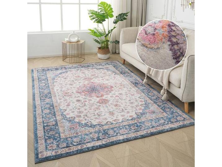 Teppich MY HOME Omar, Druckteppich, orientalisches Design, mehrfarbig, bedruckt Gr. 35, blau, B:200cm H:13mm L:290cm, Kunstfaser, Teppiche, Orient-Optik, Vintage Design, weich, Wohnzimmer, Schlafzimmer Teppich MY HOME Omar, Druckteppich, orientalisches Design, mehrfarbig, bedruckt Gr. 35, blau, B:200cm H:13mm L:290cm, Kunstfaser, Teppiche, Orient-Optik, Vintage Design, weich, Wohnzimmer, Schlafzimmer von My-Home