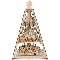 my home Dekoobjekt "Deniz, Weihnachtsdeko mit LED Beleuchtung" Tannenbaum aus Holz, mit 3 Etagen, Höhe ca. 53 cm von My Home