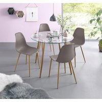 INOSIGN Essgruppe "Miller", (Set, 5 tlg.), Glastisch mit 4 Stühlen (Kunststoffschale) von Inosign