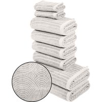 my home Handtuch Set "Handtuchset Ognon, Duschtücher, Handtücher, Gästetücher, Zen" Set 8 Frottier Handtücher mit Muster, Scandi, einfarbiges Handtuch-Set 100% Baumwolle von My Home