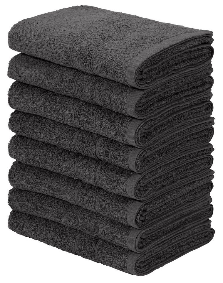 my home Handtuch Set Inga, 8 tlg. Handtuch-Set 50x100cm, Walkfrottee (Set, 8-St), Handtücher mit feiner Bordüre, 100% Baumwolle, einfarbig, weich von My Home