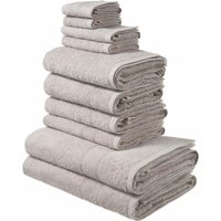 my home Handtuch Set "Inga, Duschtücher, Handtücher, Gästetücher, Seiftücher", 10 tlg., Walkfrottee, Handtücher mit feiner Bordüre, 100% Baumwolle, einfarbig, weich von My Home