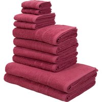 my home Handtuch Set "Inga, Duschtücher, Handtücher, Gästetücher, Seiftücher", 10 tlg., Walkfrottee, Handtücher mit feiner Bordüre, 100% Baumwolle, einfarbig, weich von My Home
