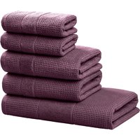 my home Handtuch Set "Kimi, Duschtuch, Handtücher und Gästetücher" Set 5 Walkfrottee 100% Baumwolle, einfarbig, weich, mit Bordüre, besondere Struktur von My Home