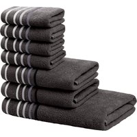 my home Handtuch Set "Niki, Duschtuch, Handtücher und Gästetücher" Set Walkfrottee Handtücher mit mehrfarbiger Streifenbordüre, aus 100% Baumwolle, weich my home Handtuch Set "Niki, Duschtuch, Handtücher und Gästetücher" Set Walkfrottee Handtücher mit mehrfarbiger Streifenbordüre, aus 100% Baumwolle, weich von My Home