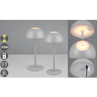 my home LED Außen-Tischleuchte "Abbey Tischleuchte 2er-Set" LED-Board 2 Stk. Warmweiß 2er Set Outdoor Akku Tischlampe Pilzdesign USB-C 4-fach Touch Dimmer von My Home