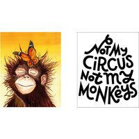 my home Poster "Affe mit Schmetterling - Circus Poster Set - Dekoration", (2er-Set) von My Home