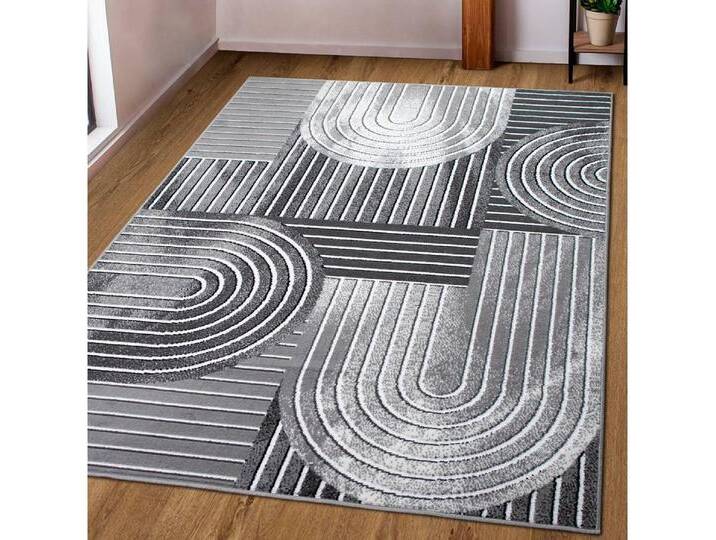 my home Teppich Lysandra, rechteckig, Höhe: 8 mm, 3D-Effekt, softer Kurzflor, pflegeleicht, leichter Glanz, Scandi-Look, grau, dunkelgrau my home Teppich Lysandra, rechteckig, Höhe: 8 mm, 3D-Effekt, softer Kurzflor, pflegeleicht, leichter Glanz, Scandi-Look, grau, dunkelgrau von My-Home