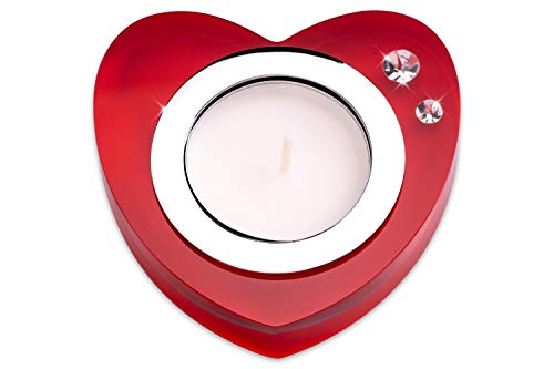 My IMPLEXIONS Teelichthalter Simply 2 Love in Herzform veredelt mit Swarovski Kristallen/dekoratives Geschenk/Deko Herz (rot) von My IMPLEXIONS