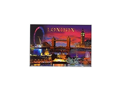 Bildermagnet London bei Nacht, Wort und Symbole / Big Ben / Tower Bridge / London Eye / St. Pauls Kathedrale / Tower of London / Themse, britisches Souvenir von My London Souvenirs