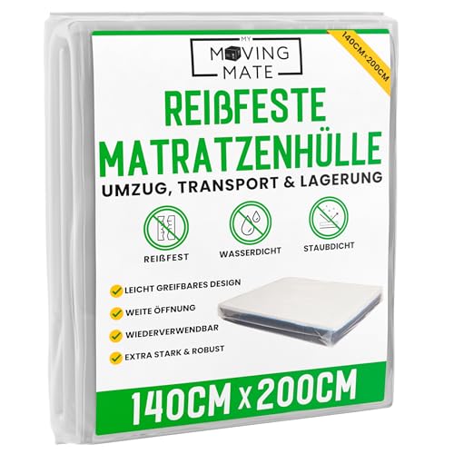 Matratzenhülle 140 x 200 cm für Umzug und Lagerung – Schutzhülle für Matratzen 140x200 – Matratzenhülle Aufbewahrung – Robuste, Wiederverwendbare, Reißfeste Matratzentasche von My Moving Mate