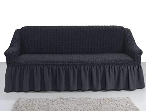 My Palace Giorgia Sofabezug 3-Sitzer Rutschfester Sofaüberwurf Couchcover Sofa Überwurf elastische Sofahusse Couchbezug Sofaschonbezug 140-210cm Anthrazit von My Palace