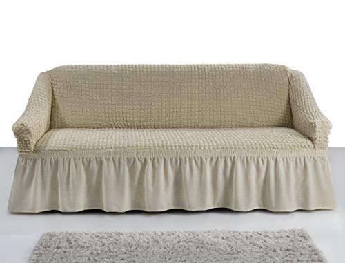 My Palace Giulia Sofabezug 2-Sitzer Rutschfester Sofaüberwurf Couchcover Sofa Überwurf elastische Sofahusse Couchbezug Sofaschonbezug 120-190cm Creme von My Palace