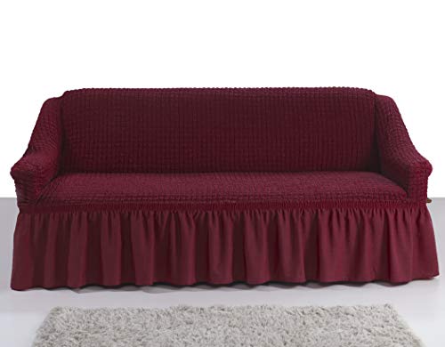 My Palace Giulia Sofabezug 2-Sitzer Rutschfester Sofaüberwurf Couchcover Sofa Überwurf elastische Sofahusse Couchbezug Sofaschonbezug 120-190cm Weinrot von My Palace