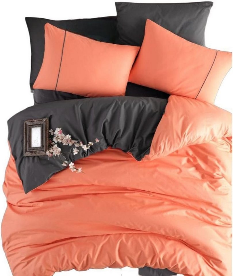 Wendebettwäsche zweifarbige kühlende Bettwäsche in aprikose & grau, My Palace, 2 teilig, mit Reißverschluss aus 100 % Baumwolle. von My Palace