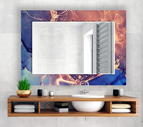 My Photostation.com Spiegel aus gehärtetem Glas, 60 x 50 cm (horizontal), großer Wandspiegel, Esszimmer-Spiegel, Dekor, einzigartiger abgeschrägter Wandspiegel, unregelmäßiger Spiegel, abstrakter von My Photostation.com