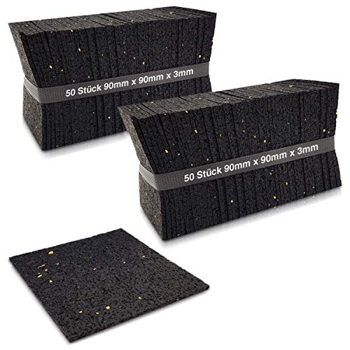 100 Stück - 3 mm 90 x 90 mm Terrassenpad, Terrassenpads, Gummigranulat, Terrassenbau (3er Pack (300 Stück)) von My Plast