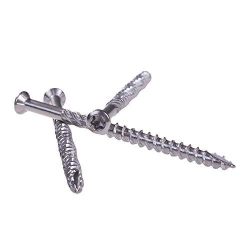 My Plast Terrassenschrauben – rostfreie C1 Edelstahl-Schrauben für den Terrassenbau, Holz-Dielen Schrauben mit Cut-Spitze, 5 x 80 mm, 200 Stück von My Plast