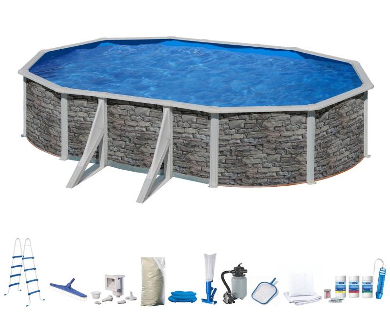 my POOL BWT Ovalpool (Komplett-Set, 10-tlg), in moderner Steinoptik, Höhe 132 cm, verschiedene Größen von My Pool Bwt