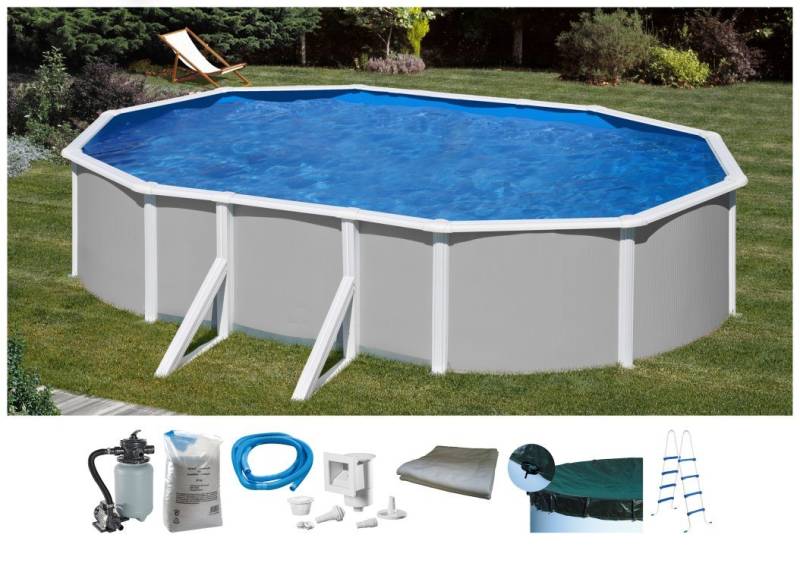 my POOL BWT Ovalpool (Komplett-Set, 7-tlg), moderne graue Stahlwand, zum Aufstellen, Höhe 120 cm, versch. Größen von My Pool Bwt