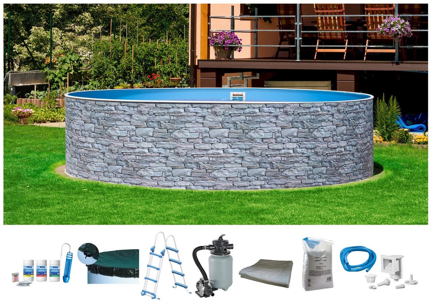 my POOL BWT Rundpool STONE 3 (Set, 8-tlg), Steindekor, in verschiedenen Größen von My Pool Bwt