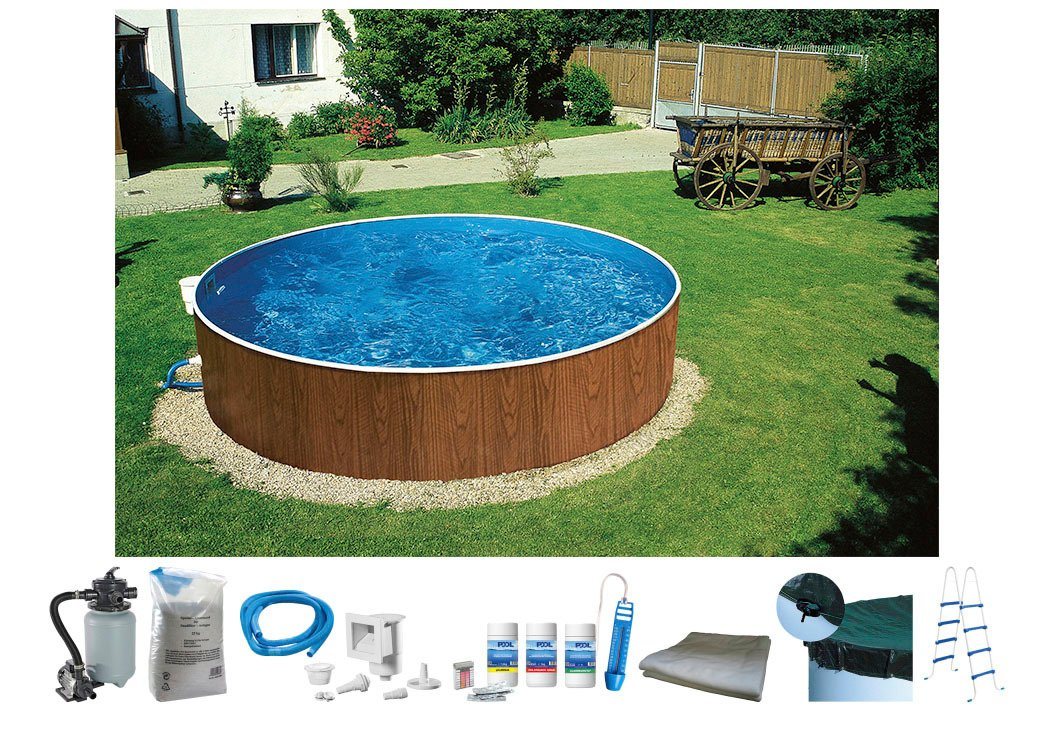 my POOL BWT Rundpool (Set, 8-tlg), ØxH: 460x120 cm, in Holzoptik zum Aufstellen von my POOL BWT