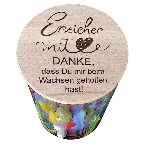 My Sweetheart® Abschiedsgeschenk Erzieherin Geschenk XL Glasbehälter mit Deckel Holz Gravur Dankeschön Geschenke für Erzieher Kindergarten (Erzieher - Danke dass Du mir beim Wachsen geholfen hast) von My Sweetheart