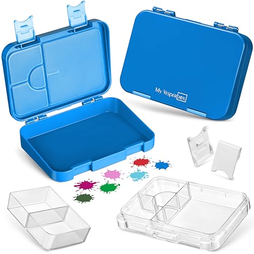 My Vesperbox – Bento Box Kinder - Lunchbox mit 4+2 Fächern - extrem robust – Brotdose – Brotbox ideal für Kindergarten und Schule… (Blau) von My Vesperbox