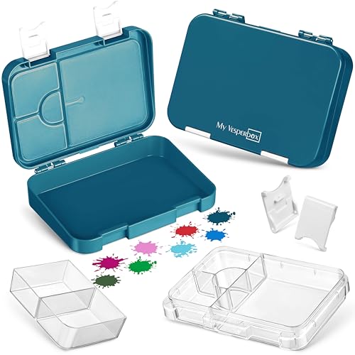 My Vesperbox – Len - Bento Box Kinder - Lunchbox mit 4+2 Fächern - extrem robust – Brotdose – Brotbox ideal für Kindergarten und Schule… (Petrol) von My Vesperbox