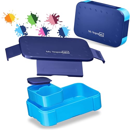 My Vesperbox – Mini Lite - Bento Box Kinder - Lunchbox - extrem robust – Brotdose – Brotbox ideal für Kindergarten und Schule (Deckel Blau/Körper Hellblau) von My Vesperbox