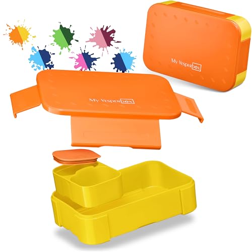 My Vesperbox –Mini Lite - Bento Box Kinder - Lunchbox - extrem robust – Brotdose – Brotbox ideal für Kindergarten und Schule (Orange - Gelb) von My Vesperbox