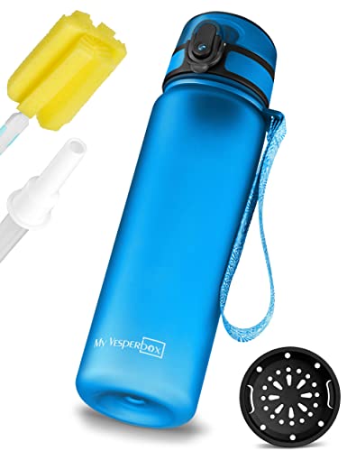 My Vesperbox Minny Kinder-Trinkflasche 500ml – Auslaufsicher & BPA-frei – inkl. Ersatzdichtung, Reinigungsbürste, Fruchtsieb & optionalem Strohhalm – Ideal für Schule, Kindergarten & Sport von My Vesperbox