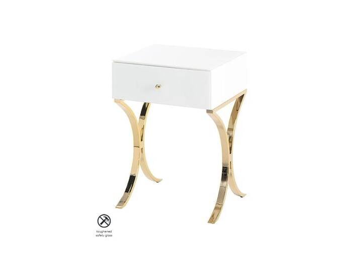 Aurelia Nachttisch Weißglas - Champagnergold Aurelia Nachttisch Weißglas - Champagnergold von My furniture