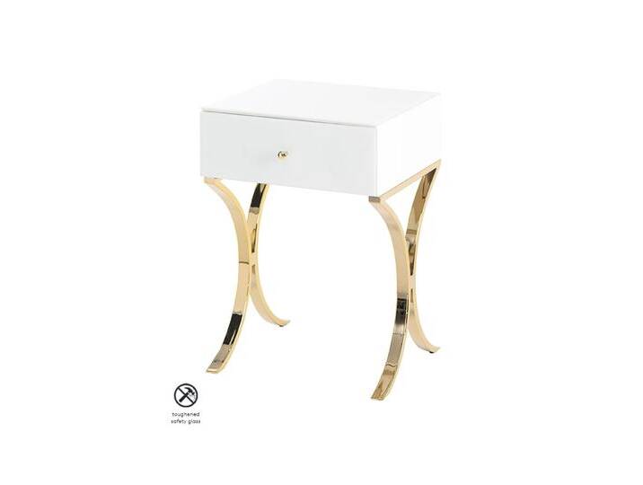 Aurelia Nachttisch Weißglas - Champagnergold Aurelia Nachttisch Weißglas - Champagnergold von My furniture