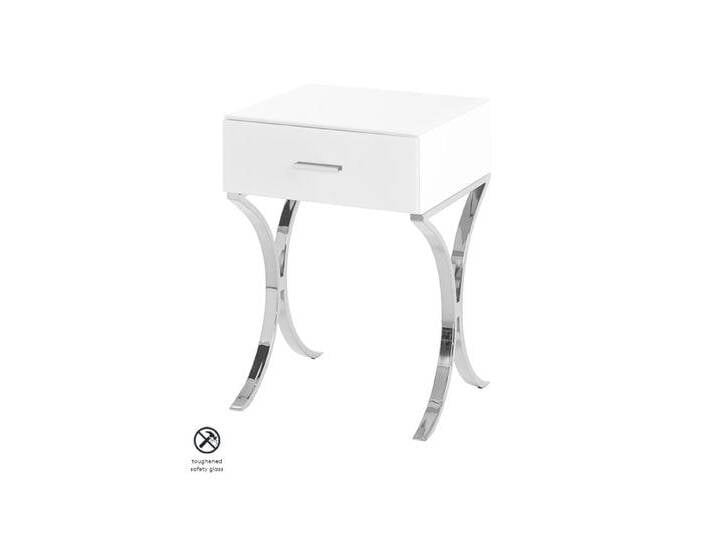 Aurelia Nachttisch Weißglas - Chrom Aurelia Nachttisch Weißglas - Chrom von My furniture