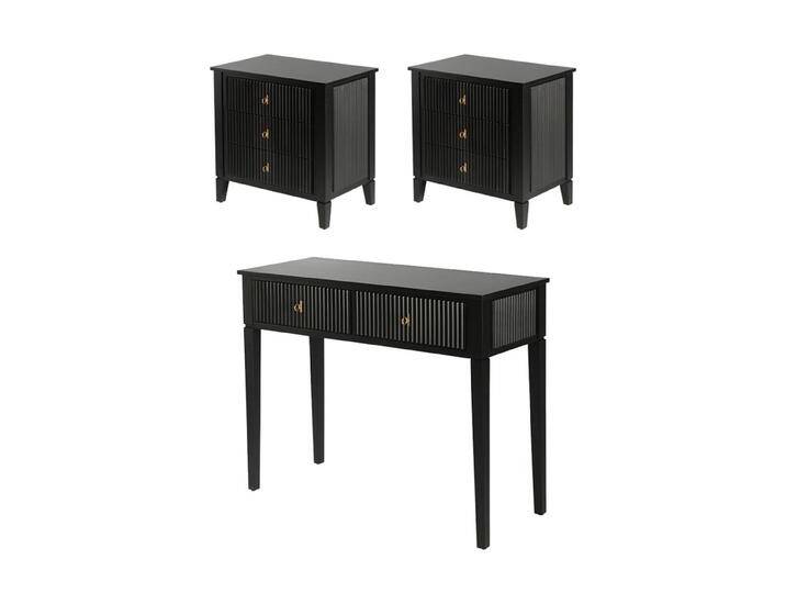 Heidi 3er Set – 2 Nachttische + 1 Konsole – Schwarz – Messing/Silber Heidi 3er Set – 2 Nachttische + 1 Konsole – Schwarz – Messing/Silber von My furniture