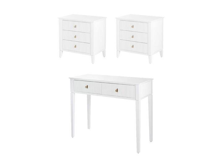 Heidi 3er Set – 2 Nachttische + 1 Konsole – Weiß – Messing/Silber Heidi 3er Set – 2 Nachttische + 1 Konsole – Weiß – Messing/Silber von My furniture