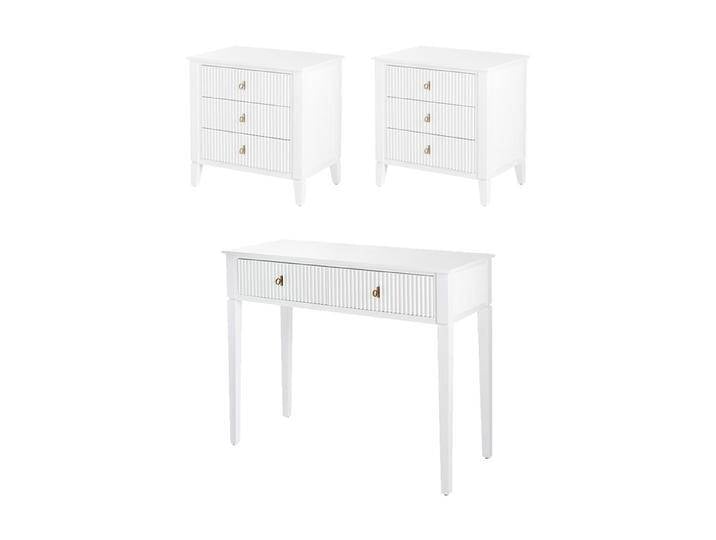 Heidi 3er Set – 2 Nachttische + 1 Konsole – Weiß – Messing/Silber Heidi 3er Set – 2 Nachttische + 1 Konsole – Weiß – Messing/Silber von My furniture