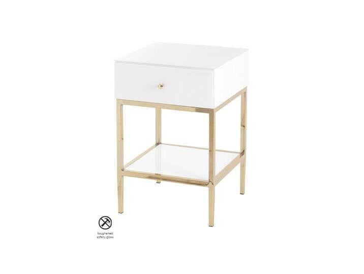 Stiletto Beistelltisch - Weißglas – Messing Stiletto Beistelltisch - Weißglas – Messing von My furniture