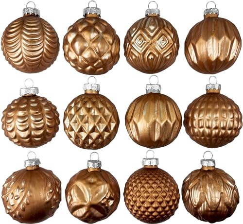 My-goodbuy24 12er Set Luxus Weihnachtskugeln Echtglas Glaskugeln Weihnachten Weihnachtsdeko Christbaumkugeln Set I6 cm beige von My-goodbuy24