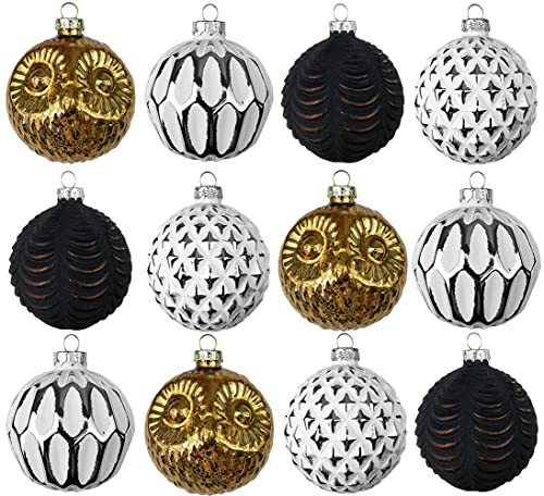 12er Set Luxus Weihnachtskugeln Echtglas Glaskugeln Weihnachten weihnachtsdeko Christbaumkugeln Set O 8 cm Bronze Gold Silber von My-goodbuy24