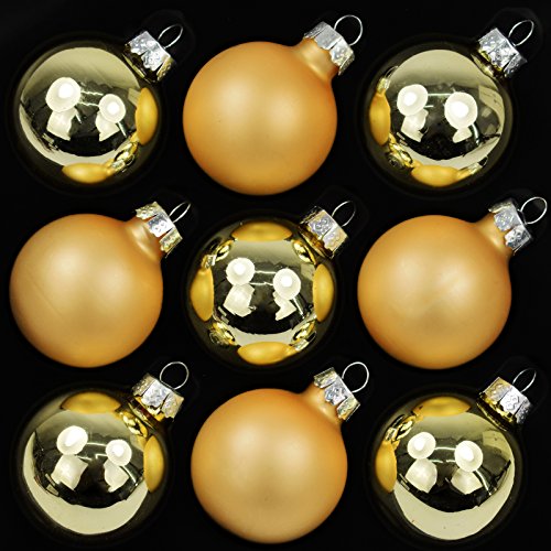 9er Set Weihnachtskugeln Echtglas Kugeln Glaskugeln Weihnachten Weihnachtsdeko Christbaumkugeln Ø 4 cm - Gold (5 x glänzend - 4 x matt) von My-goodbuy24