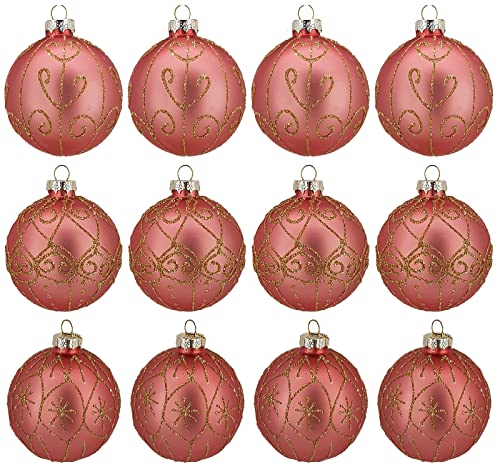 Deluxe Weihnachtskugeln 12-teiliges Set Echtglas Glaskugeln Weihnachten Weihnachtsdeko Tannenbaumkugeln Glas Christbaumkugeln Set 8 cm K872 von My-goodbuy24