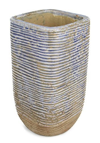 Design Vase Lila glasiert im Used Look Keramik jedes EIN Unikat Dekovase Bodenvase Dekoration Tischvase 26,5 x 14 x 14 cm 545 von My-goodbuy24