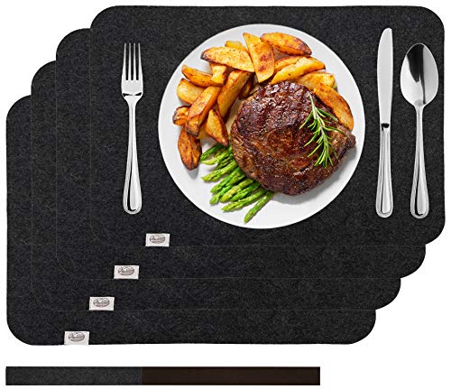 Edles Platzset aus Filz 4/8/12er Set - Tischset Abwischbar 44x30cm Filzuntersetzer - abwaschbare Tischuntersetzer Platzdecken Tisch-Matte (Anthrazit, 12er Set) von My-goodbuy24