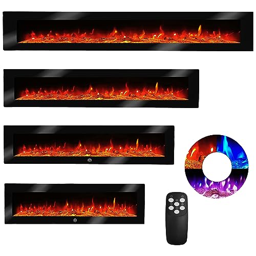 Elektrokamin Wandkamin Luna 180cm mit LED Flammensimulation - Farbwechsel - inkl. Fernbedienung, Timer & Dimmer Max.1800 Watt - Elektrischer Kamin Heizung Heizlüfter Glasfront von My-goodbuy24